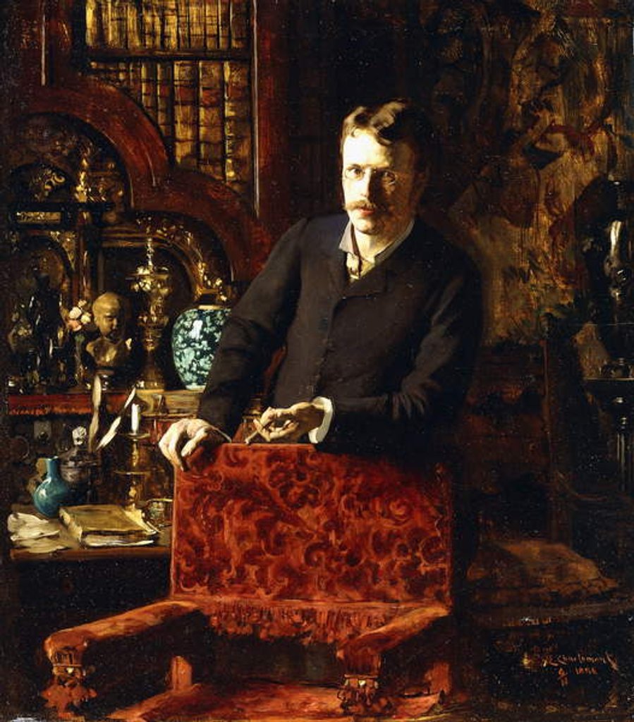 Detail of A Gentleman in an Interior, 1881 by Joseph-Gabriel Aubrun