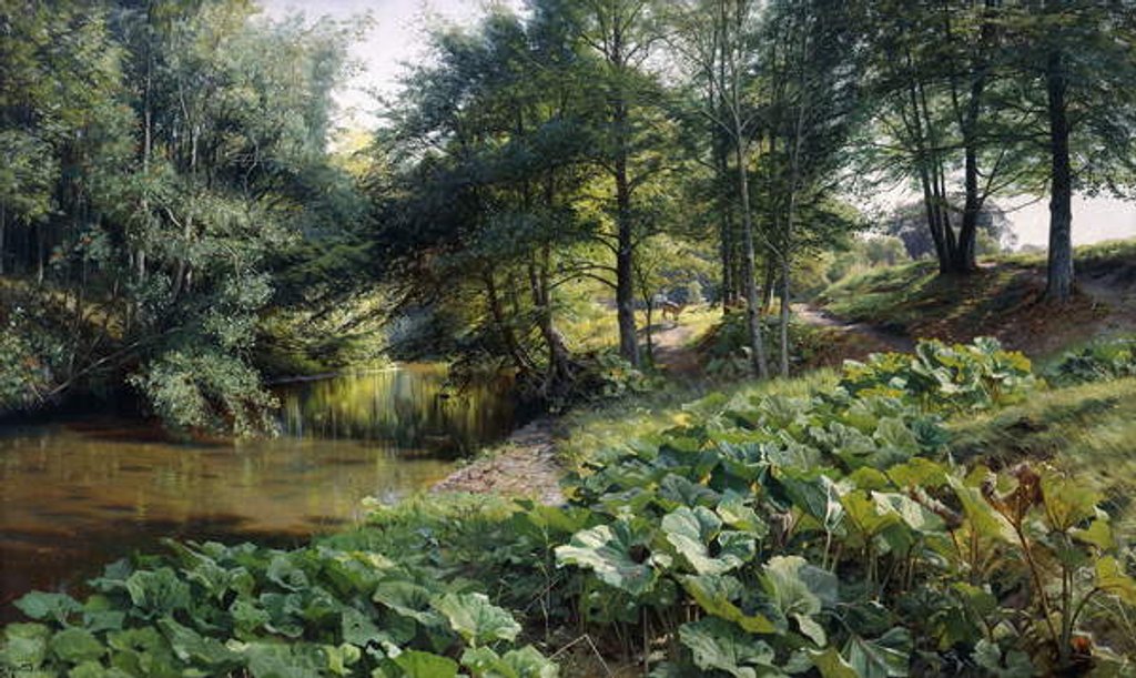 Detail of A Wooded River Landscape with Deer Beyond, 1904 by Peder Monsted