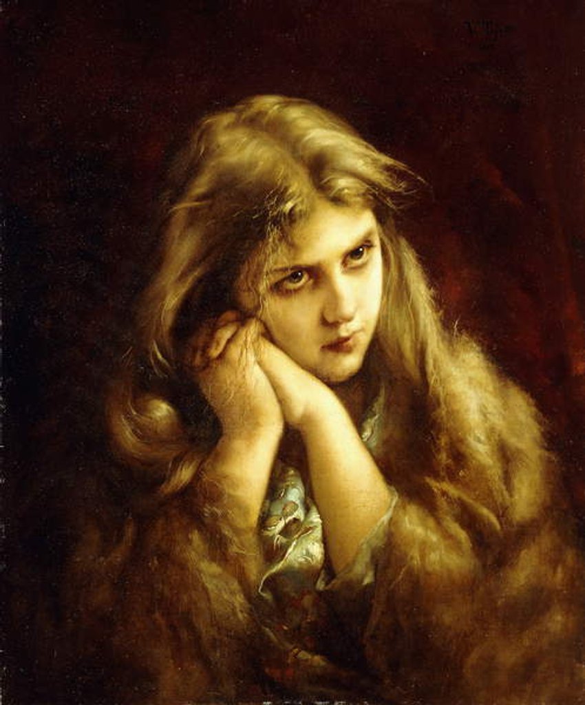 Detail of A Pensive Moment, 1882 by Virgilio Tojetti