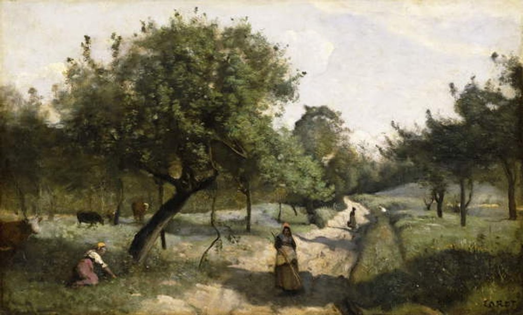 Detail of Path with Apple Trees, 1850-60 by Jean Baptiste Camille Corot