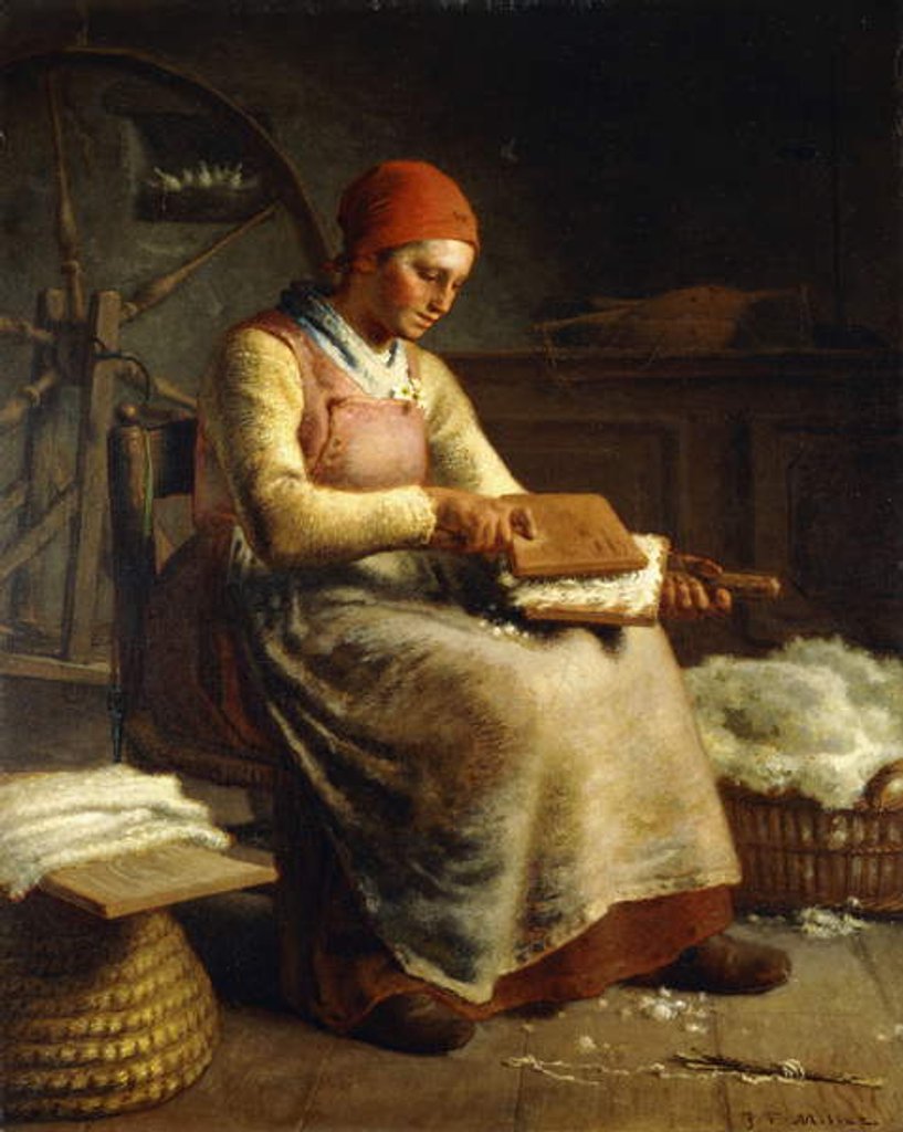 Detail of Woman Carding Wool by Jean-Francois Millet