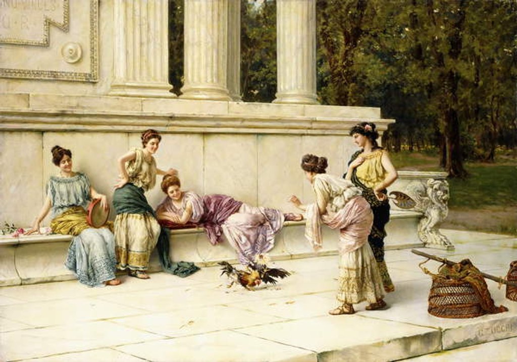 Detail of The Cock Fight by Guglielmo Zocchi