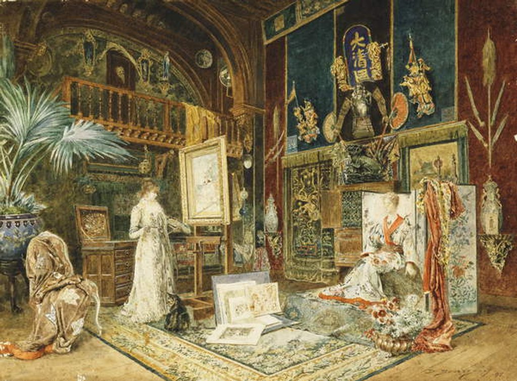 Detail of The Studio of Sarah Bernhard, 1885 by Marie Desire Bourgoin