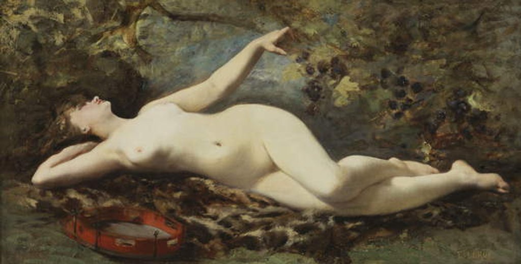 Detail of Reclining Nude with Tambourine by Etienne Leroy