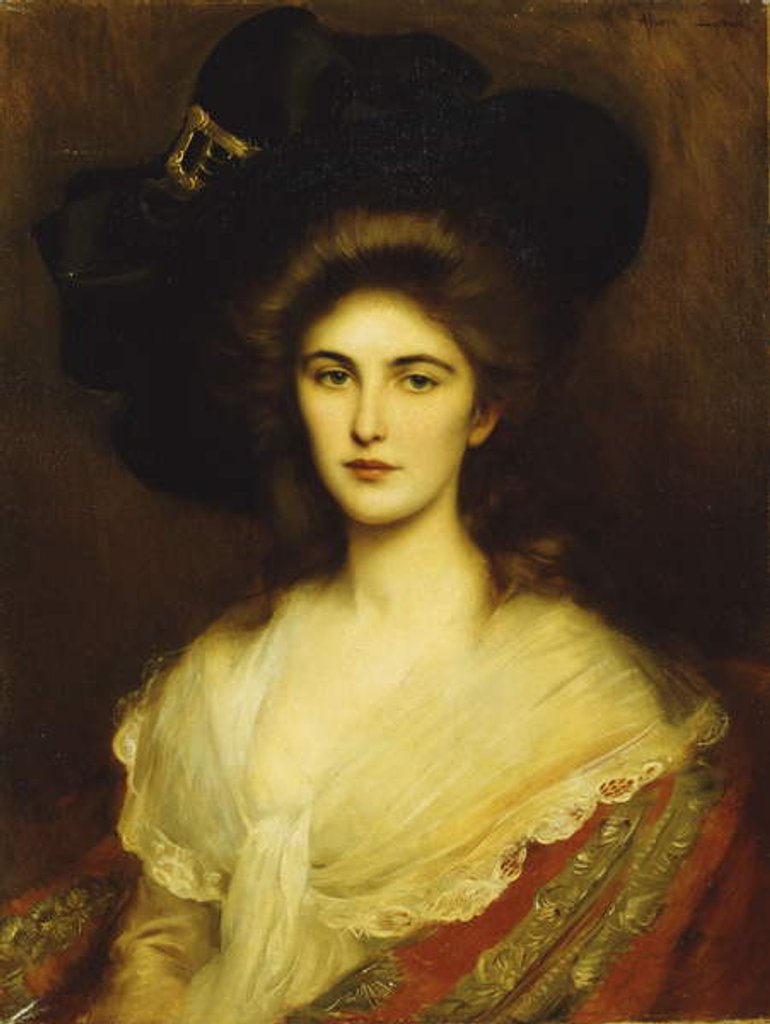 Detail of Portrait of an Elegant Lady in a Black Hat by Albert Lynch