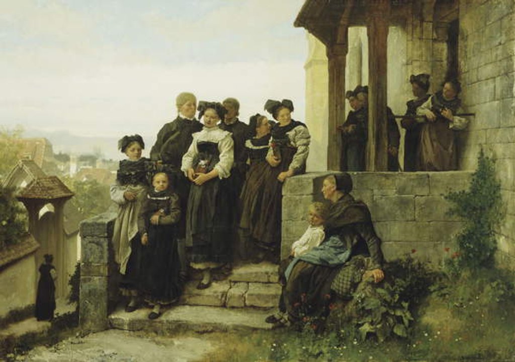 Detail of After the Protestant Church Service, 1872 by Gustave Brion