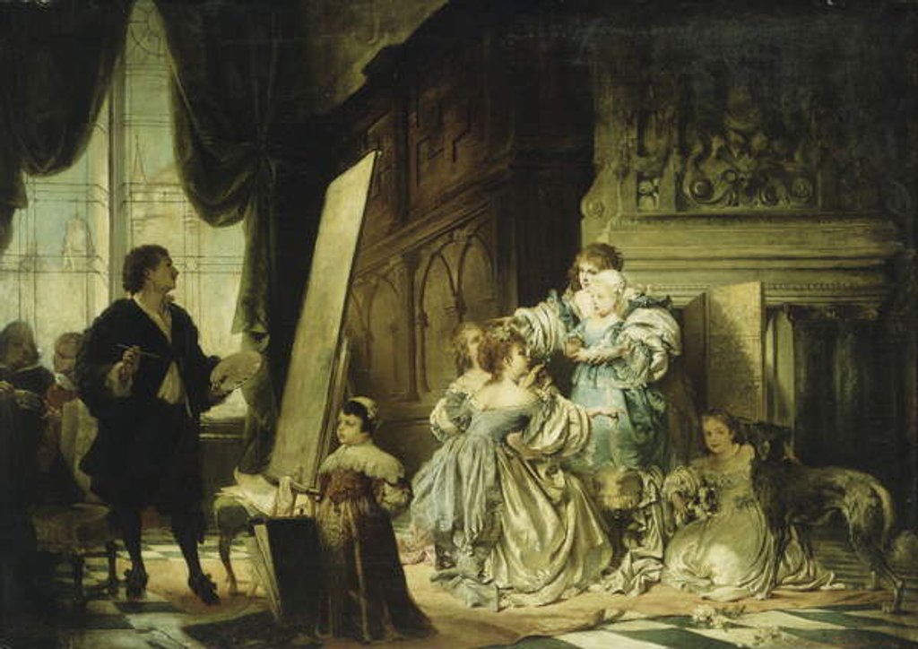 Detail of Van Dyck in his Studio Painting a Portrait of Charles, Prince of Wales, Son of Charles I, 1876 by Hermann Schneider