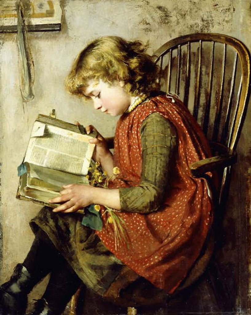 Detail of A Young Girl Reading, 1890 by Charlotte Weeks