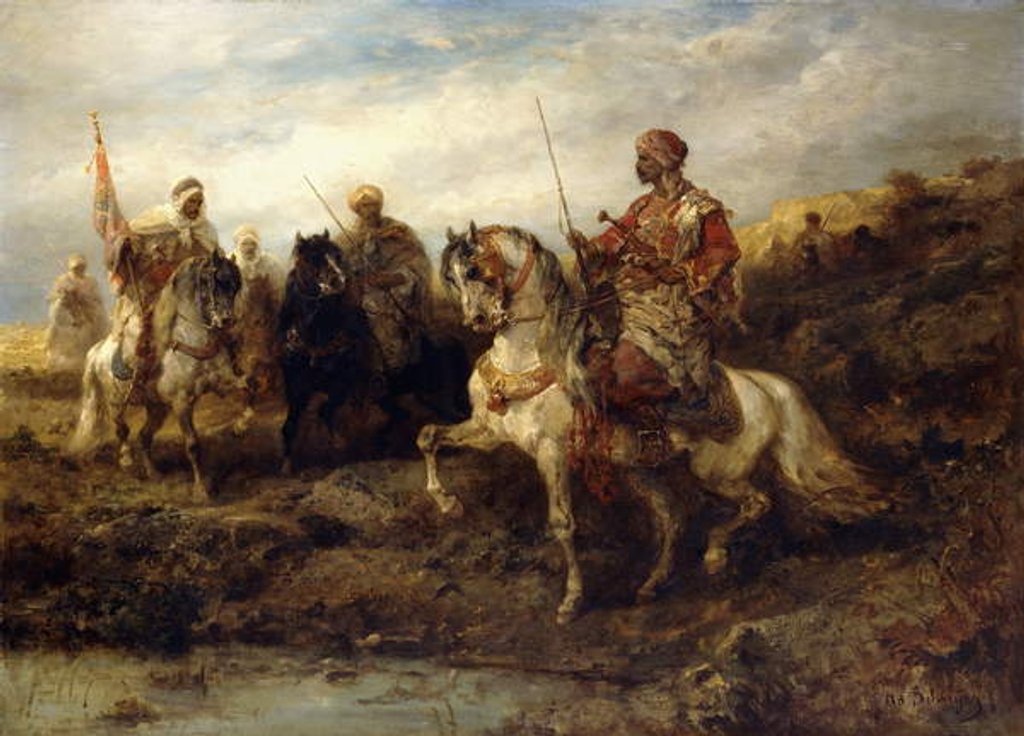 Detail of Arab Warriors on Horseback by Adolf Schreyer