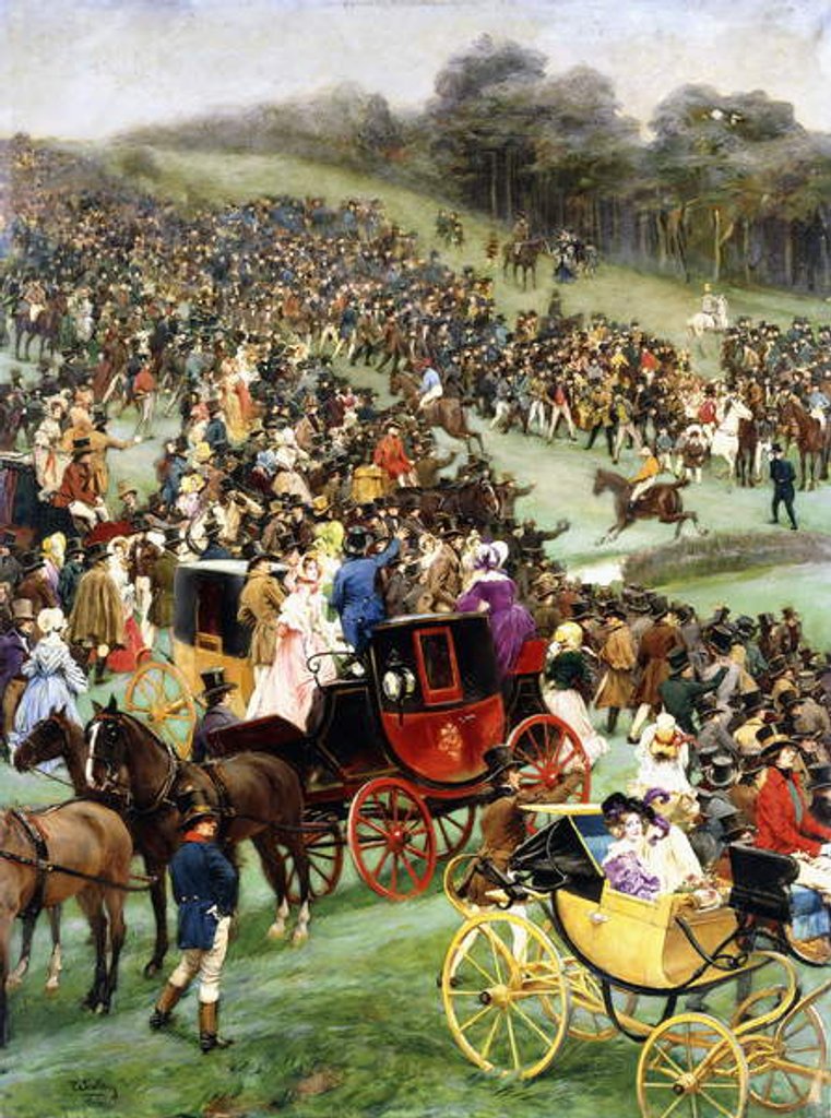 Detail of The Steeplechase by Carlo Wostry