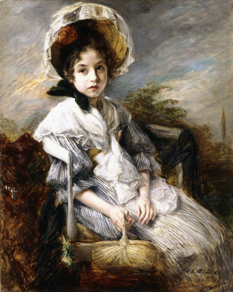 Detail of Portrait of a Young Girl Seated in a Landscape by Jacques-Emile Blanche