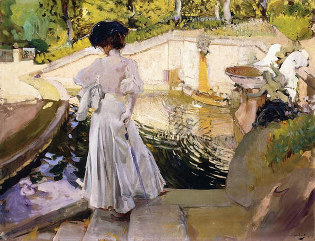 Detail of Maria looking at the Fishes, Granja, 1907 by Joaquin Sorolla y Bastida