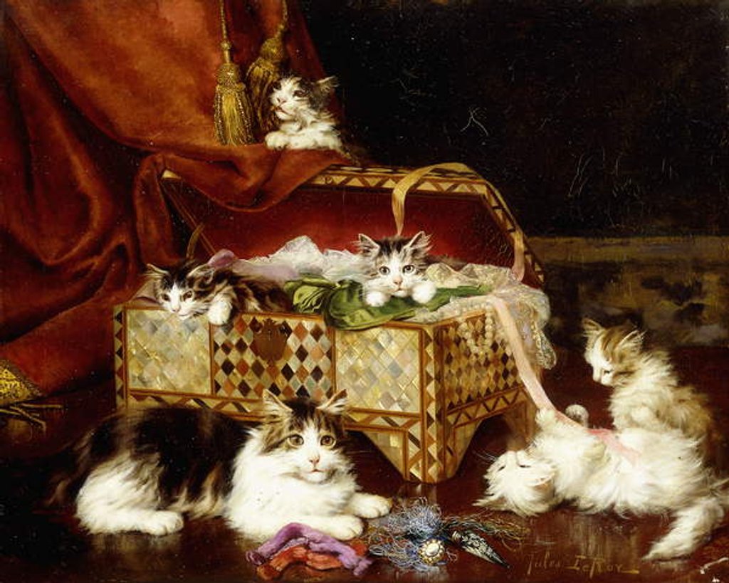 Detail of The Sewing Box by Jules Gustave Leroy