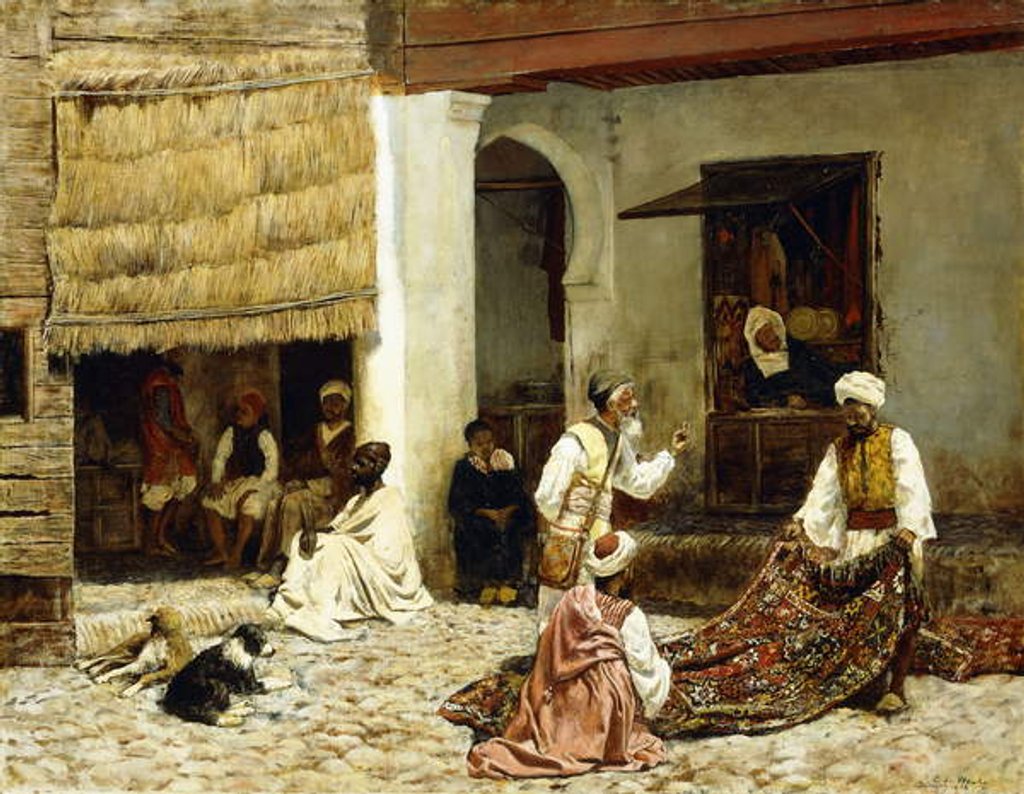Detail of A Rug Bazaar in Tangiers, 1878 by Edwin Lord Weeks