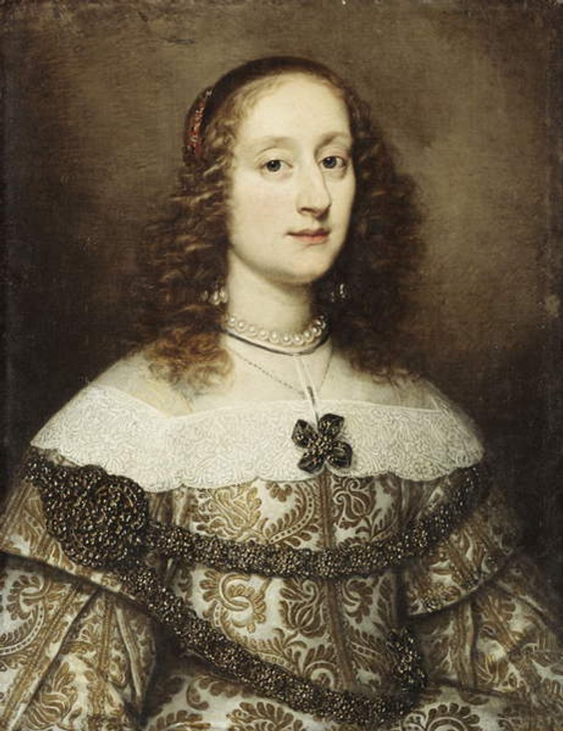 Detail of Portrait of a Lady, half-length, wearing a gold embroidered gown by Justus Sustermans