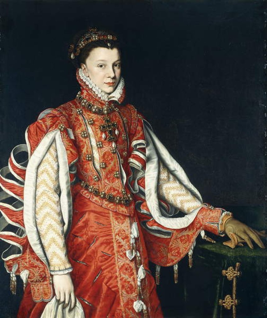 Detail of Elisabeth of Valois, standing by Alonso Sanchez Coello