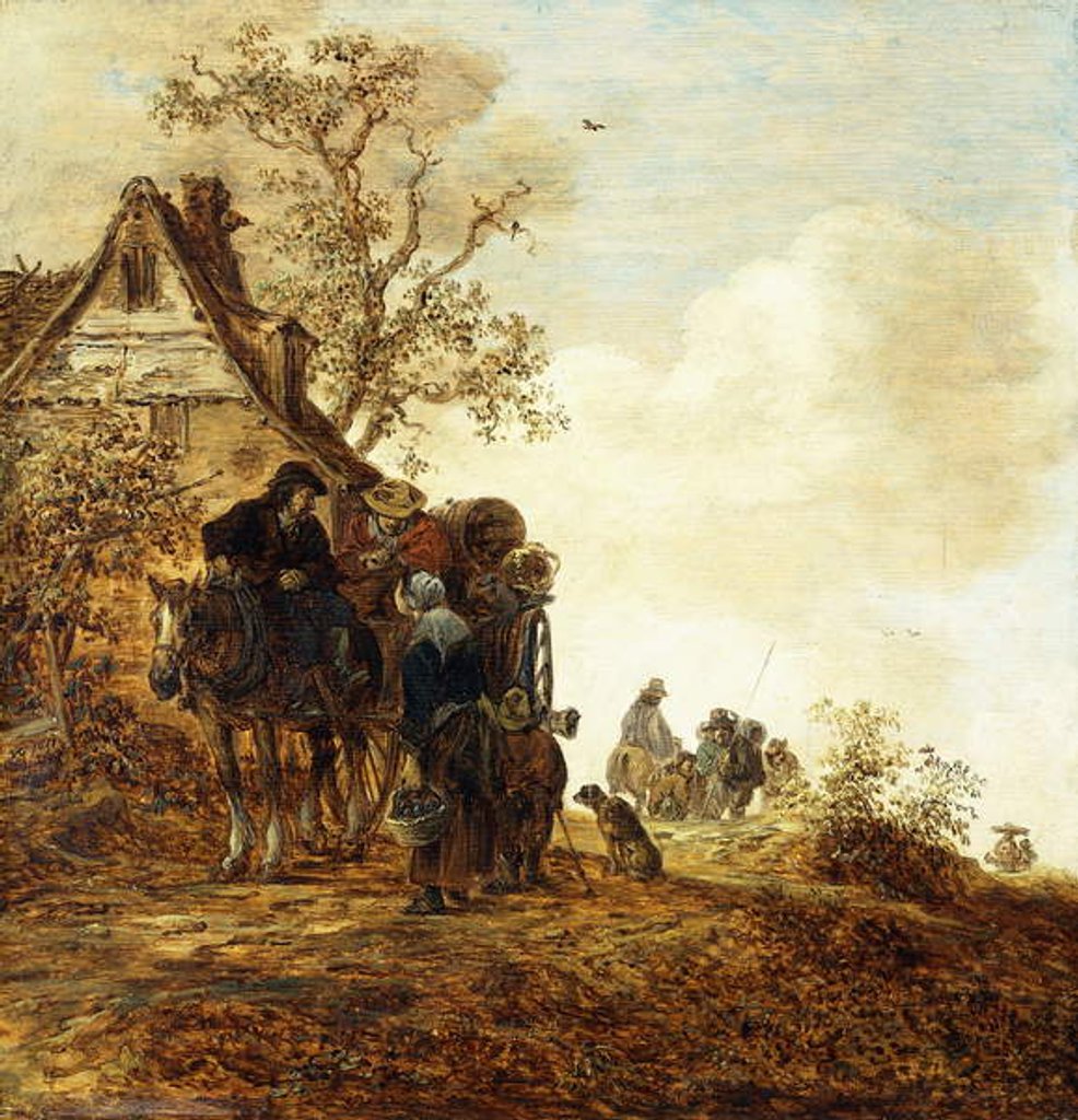 Detail of Peasants in a Cart by a Cottage Jan Josephsz, 1651 by Jan Josephsz van Goyen