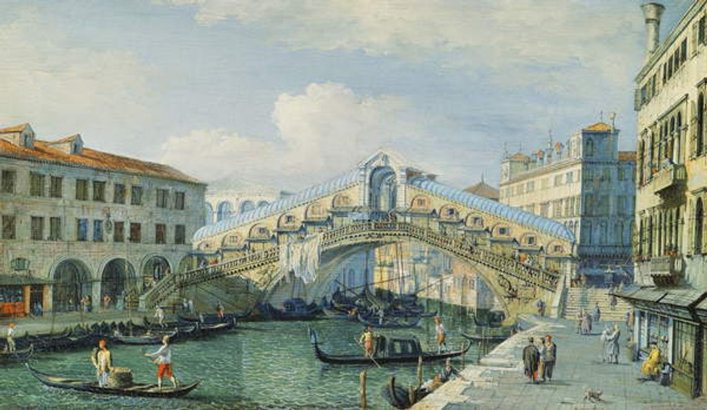 Detail of The Rialto Bridge at the Grand Canal, Venice by Adolf Sukkert