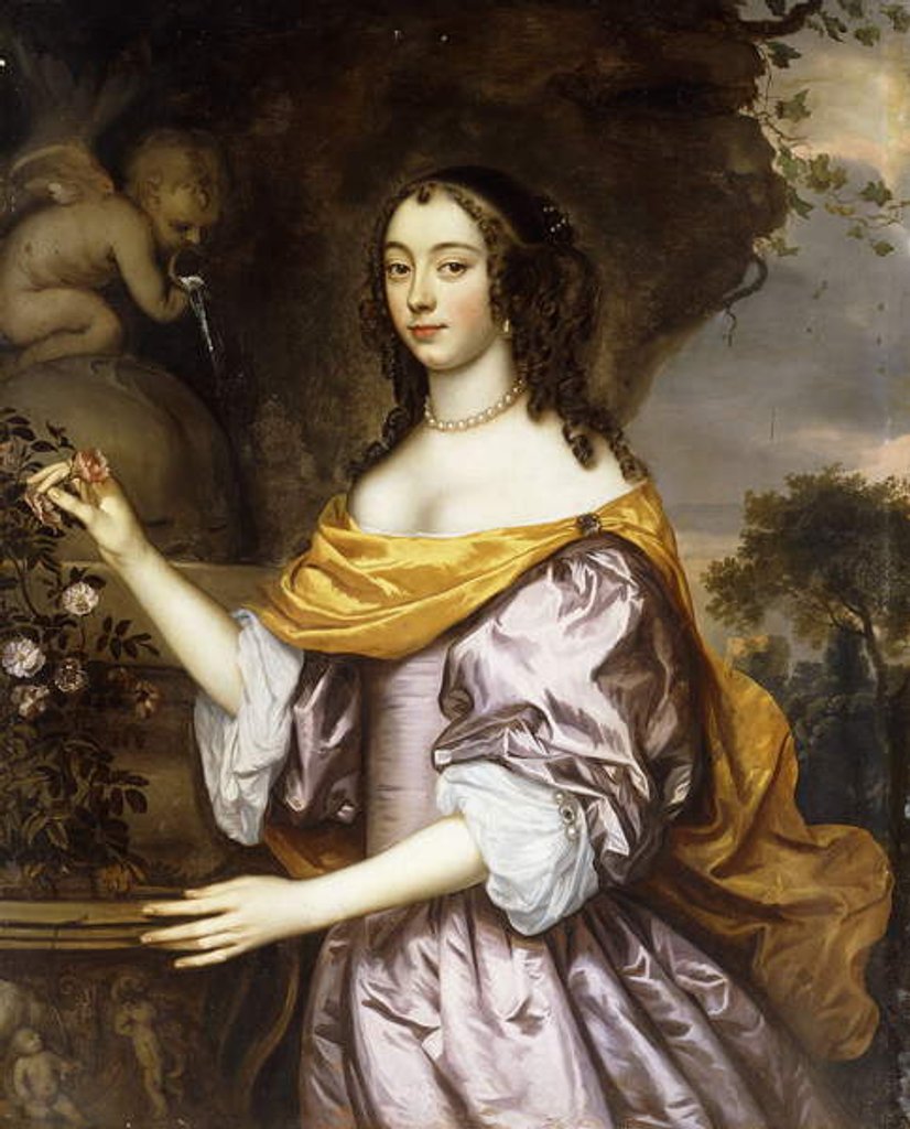 Detail of Portrait of a Lady, standing three-quarter length, wearing a Lavender Silk Dress and a Yellow Shawl by Jan Mytens