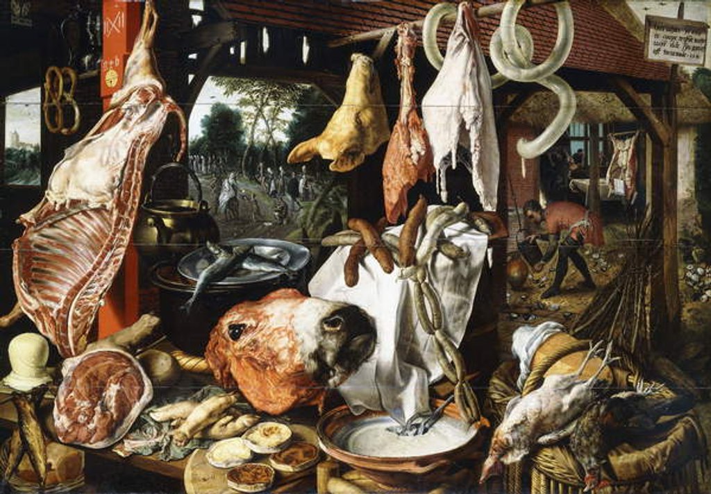 Detail of A Butchers Stall with the Holy Family on the Flight into Egypt, 1551 by Pieter Aertsen