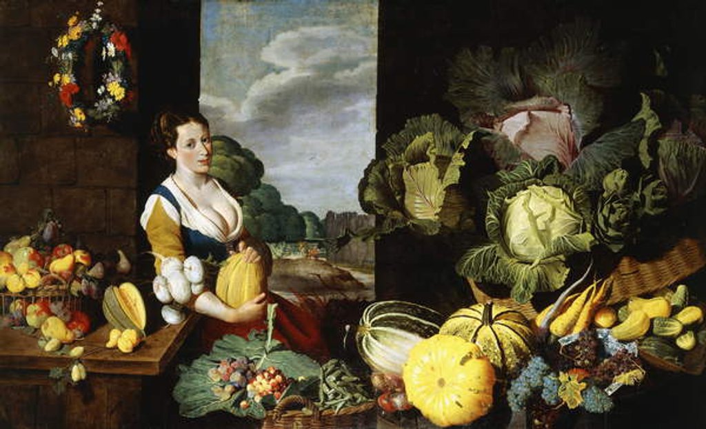 Detail of A Young Woman at a Fruit and Vegetable Stall by Claes van Heussen