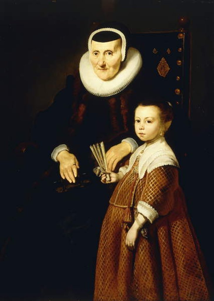Detail of Portrait of a Lady, aged 80 with a Girl, aged 6, three quarter-length, c.1632-33 by Jacob Adriensz Backer