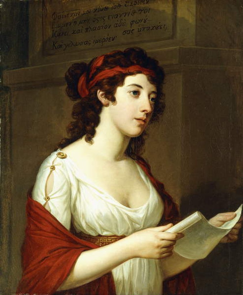 Detail of Portrait of a Lady as Sappho by Elisabeth Louise Vigee-Lebrun