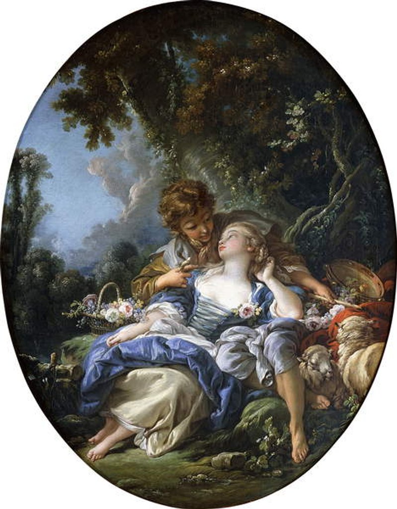 Detail of A Shepherd and a Shepherdess in Dalliance in a Wooded Landscape, 1761 by Francois Boucher