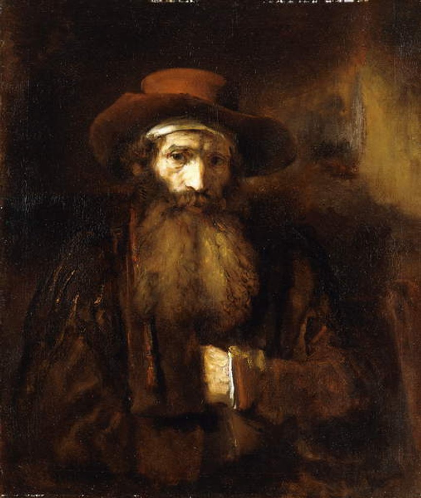 Detail of A Bearded Old Man, wearing a brown Coat and russet Hat, 1651 by Rembrandt Harmensz. van Rijn