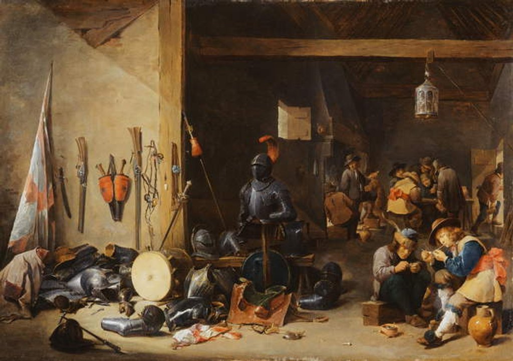 Detail of The Interior of a Guardroom, c.1640s by David the Younger Teniers