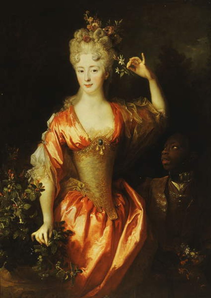 Detail of Portrait of Marie-Marguerite-Elizabeth d'Algere, standing, three-quarter length by Nicolas de Largilliere