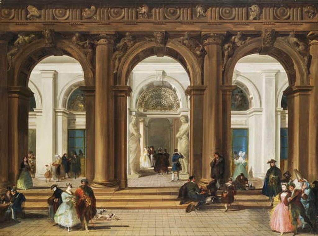 Detail of The Entrance to the Biblioteca Marciana, Venice by Giuseppe Bernardino Bison