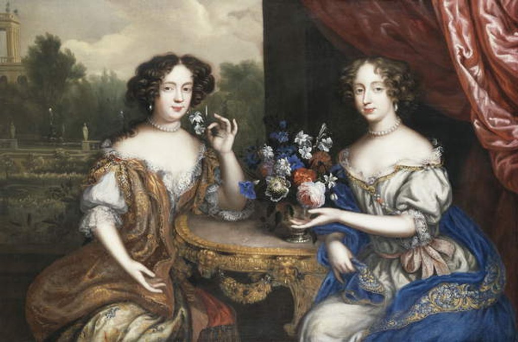 Detail of A Double Portrait of Lady Maria Somalia and Lady Anne Barrington by Henri Gascard