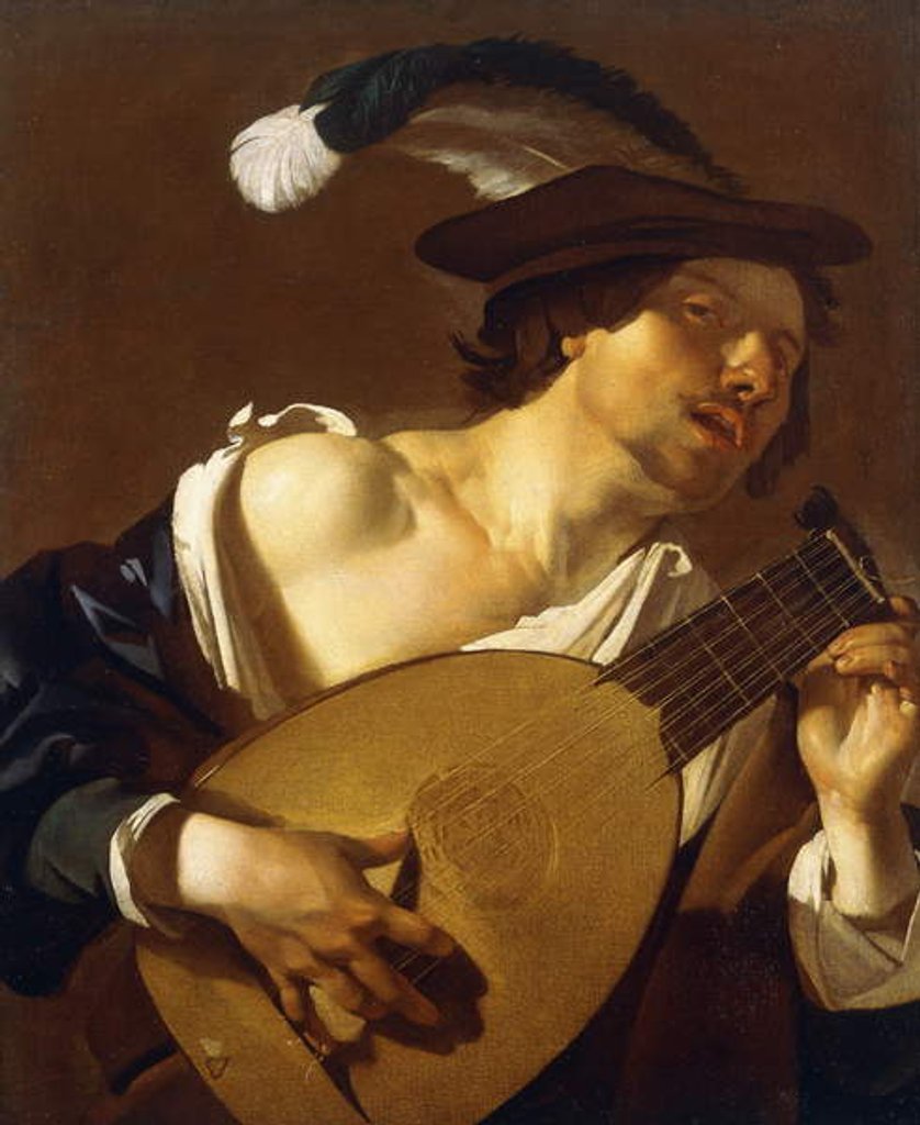 Detail of A Lute Player, 1621-22 by Theodore van called Dirk Baburen