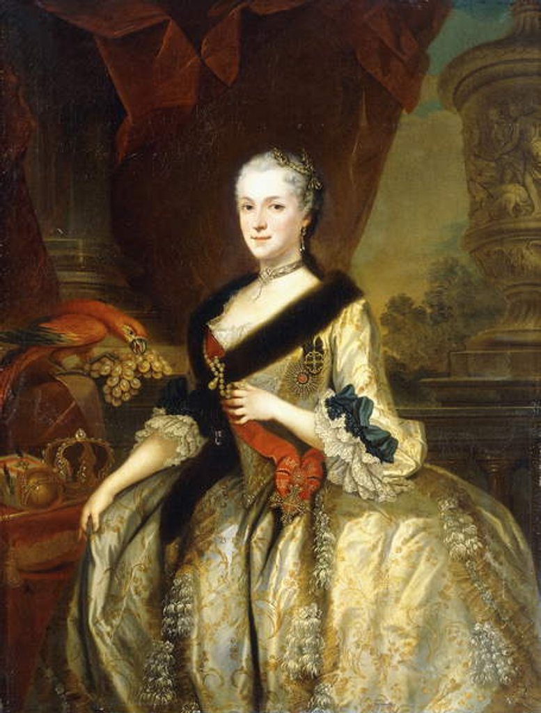 Detail of Portrait of Maria Josepha, Queen of Poland, standing three-quarter length by Louis de Silvestre