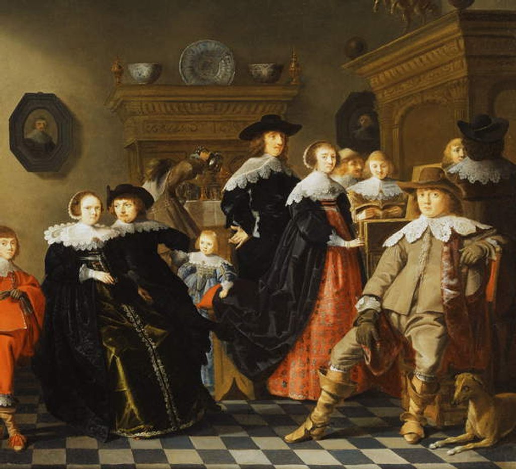 Detail of An Elegant Family in an Interior by Jan Olis