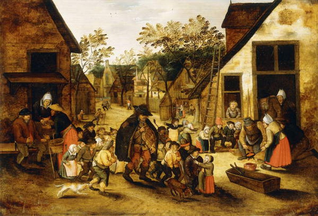 Detail of A Blind Hurdy-Gurdy Player surrounded by Children in a Village, c.1610 by Pieter the Younger Brueghel