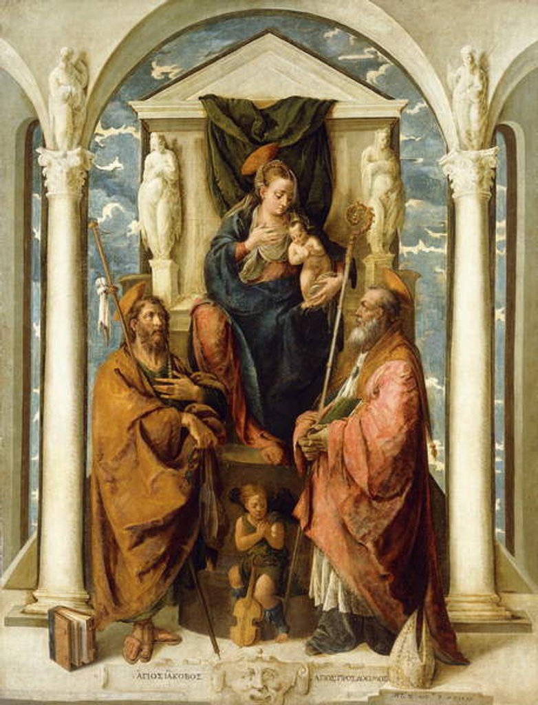 Detail of The Madonna and Child Enthroned by Pietro de Marascalchi