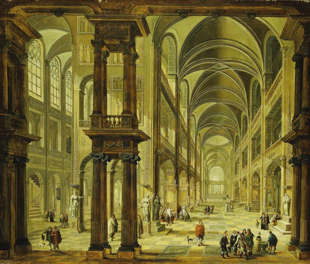 Detail of An Imaginary Church Interior with Figures by Christian Stocklin