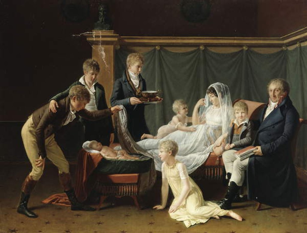 Detail of Portrait of the Marquis and Marquise de Cramayel and their seven Children in an Interior by French School