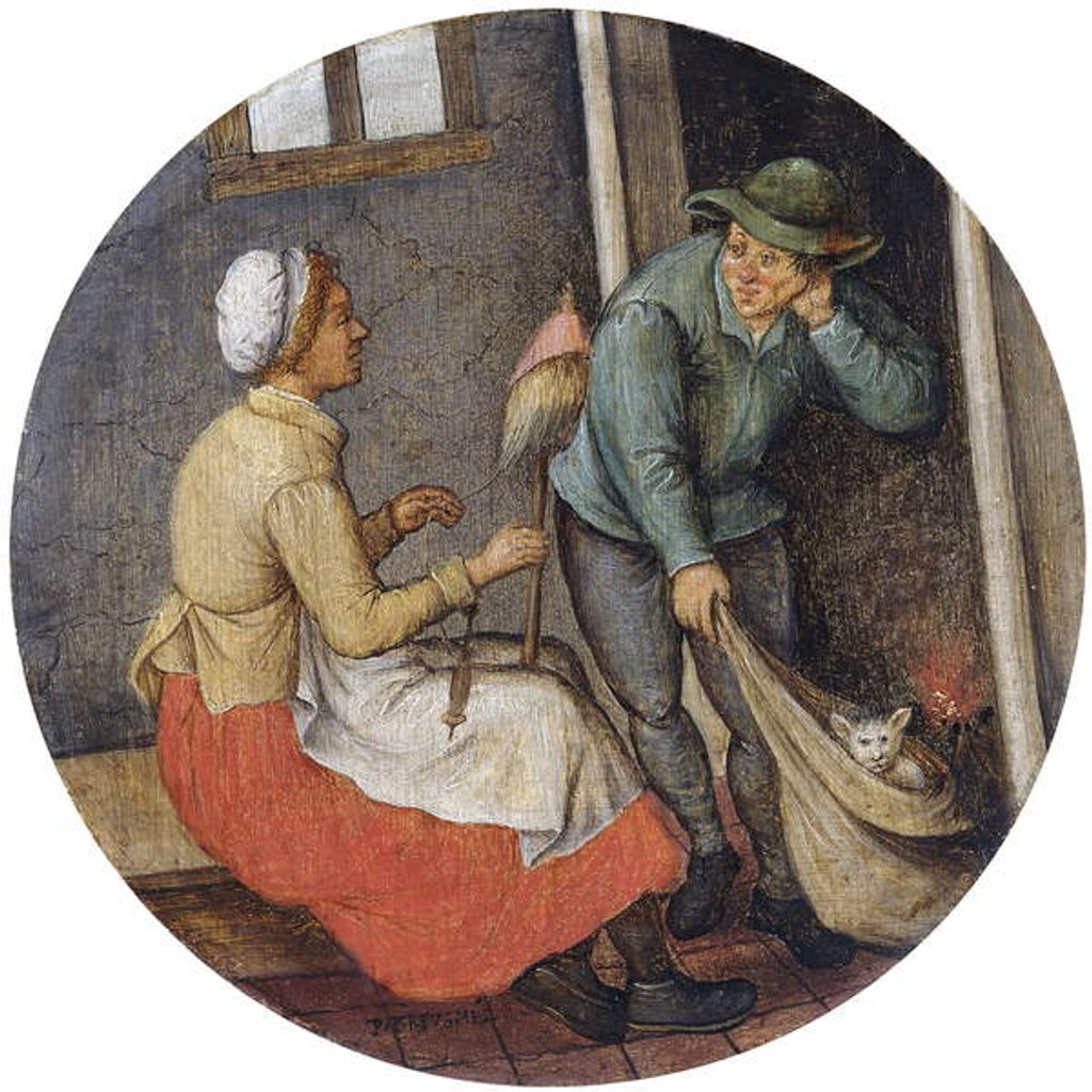 Detail of A Proverb - Letting the Cat out of the Bag, by Pieter the Younger Brueghel