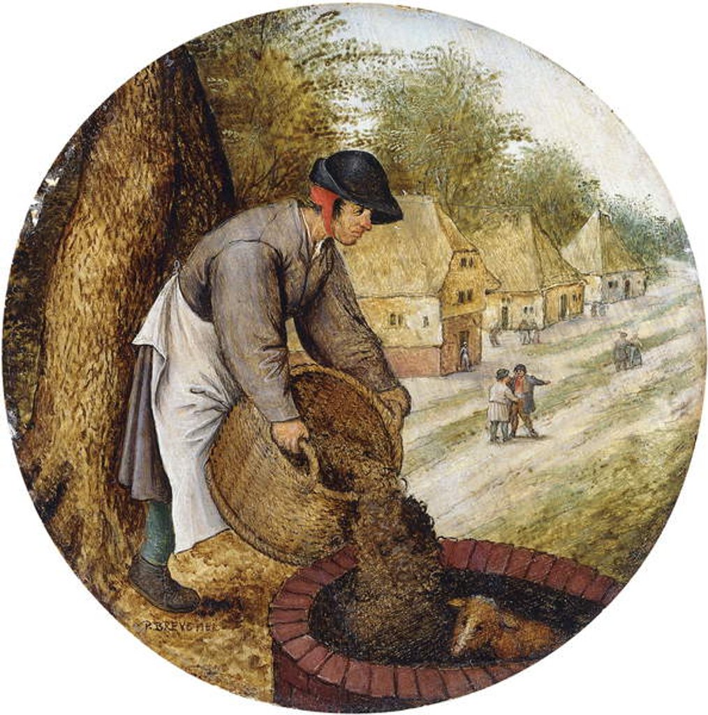 Detail of A Proverb - To Fill up the Well After the Calf has Drowned, by Pieter the Younger Brueghel