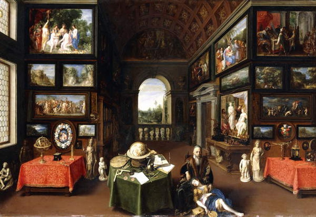 Detail of The Interior of a Picture Gallery with Personifications of Painting and Drawing, c.1630 by Flemish School