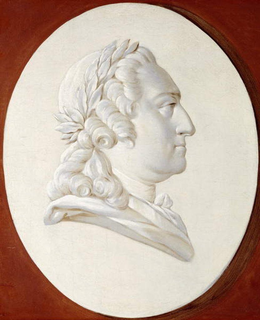 Detail of Portrait of King Louis XV, bust-length, in a Painted Oval, a Trompe l'Oeil Medallion by Henri Roland de la Porte