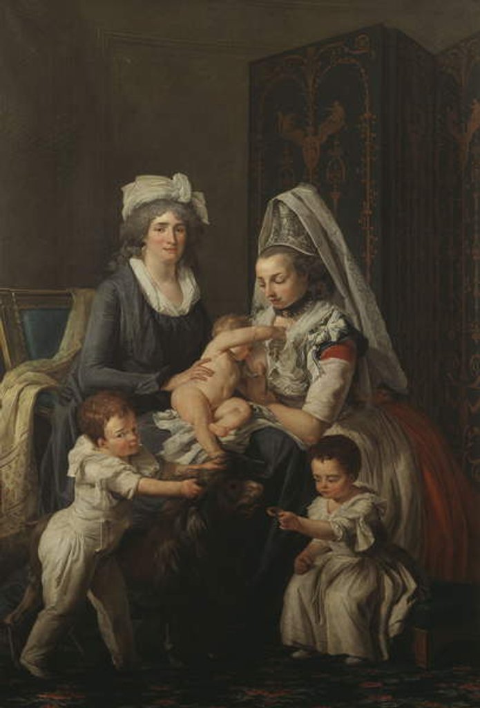 Detail of Portrait of a Lady, in an interior with her nurse and three children by Anicet-Charles Lemonnier