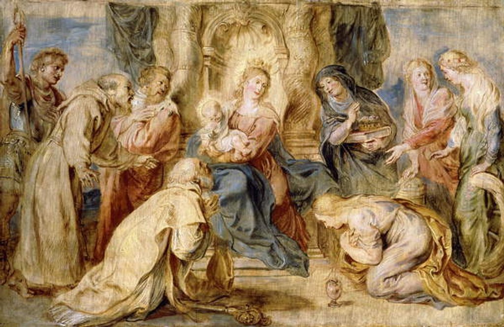 Detail of The Virgin and Child Enthroned Adored by Eight Saints by Peter Paul Rubens