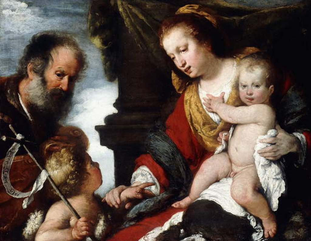 Detail of The Holy Family with the Infant St by Bernardo Strozzi