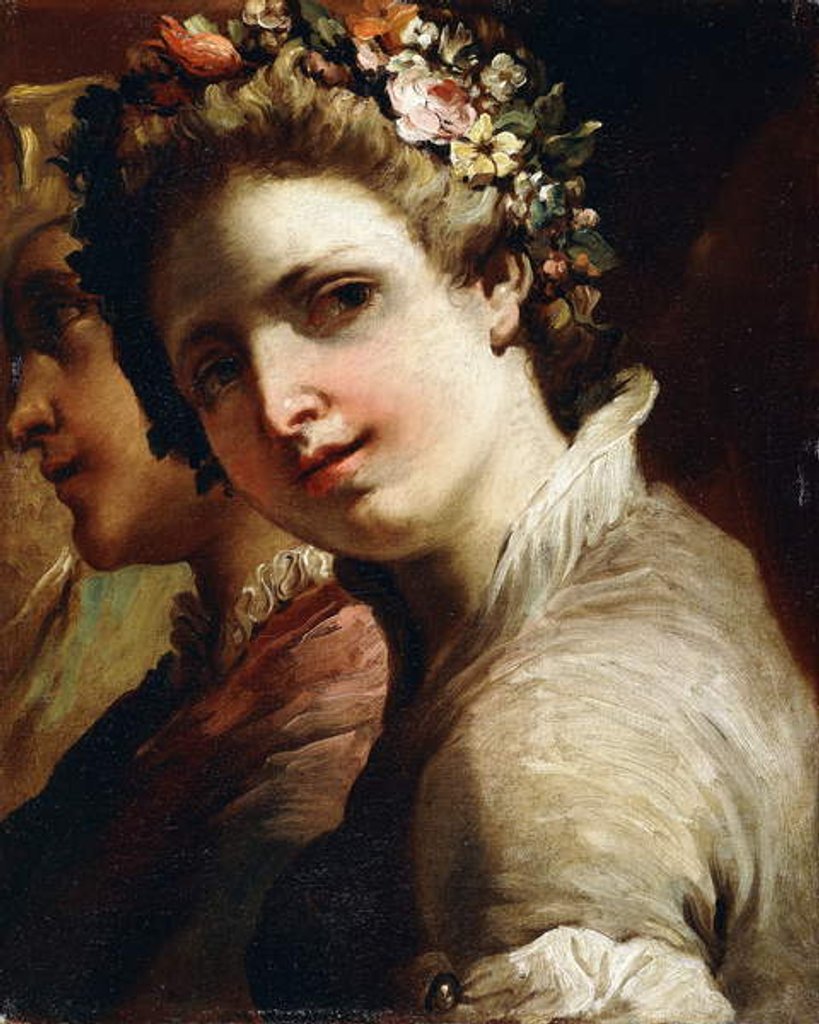 Detail of Studies of Heads of a Young Man and Girl by Gaetano Gandolfi