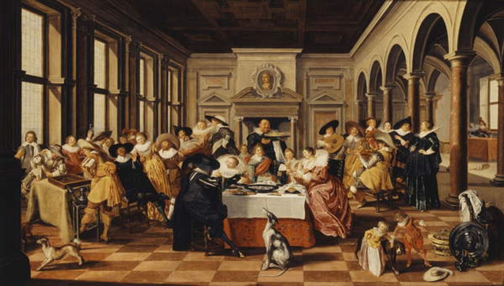 Detail of A Merry Company in a Palatial Interior by Dirck Hals