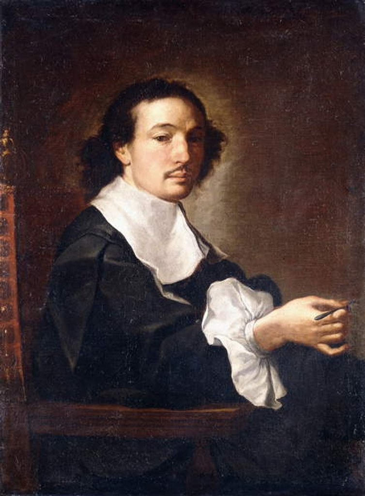 Detail of Portrait of a Physician, probably Giovanni Guglielmo Riva, seated half-length, holding a surgical instrument, c.1668-c.1672 by Carlo Maratti
